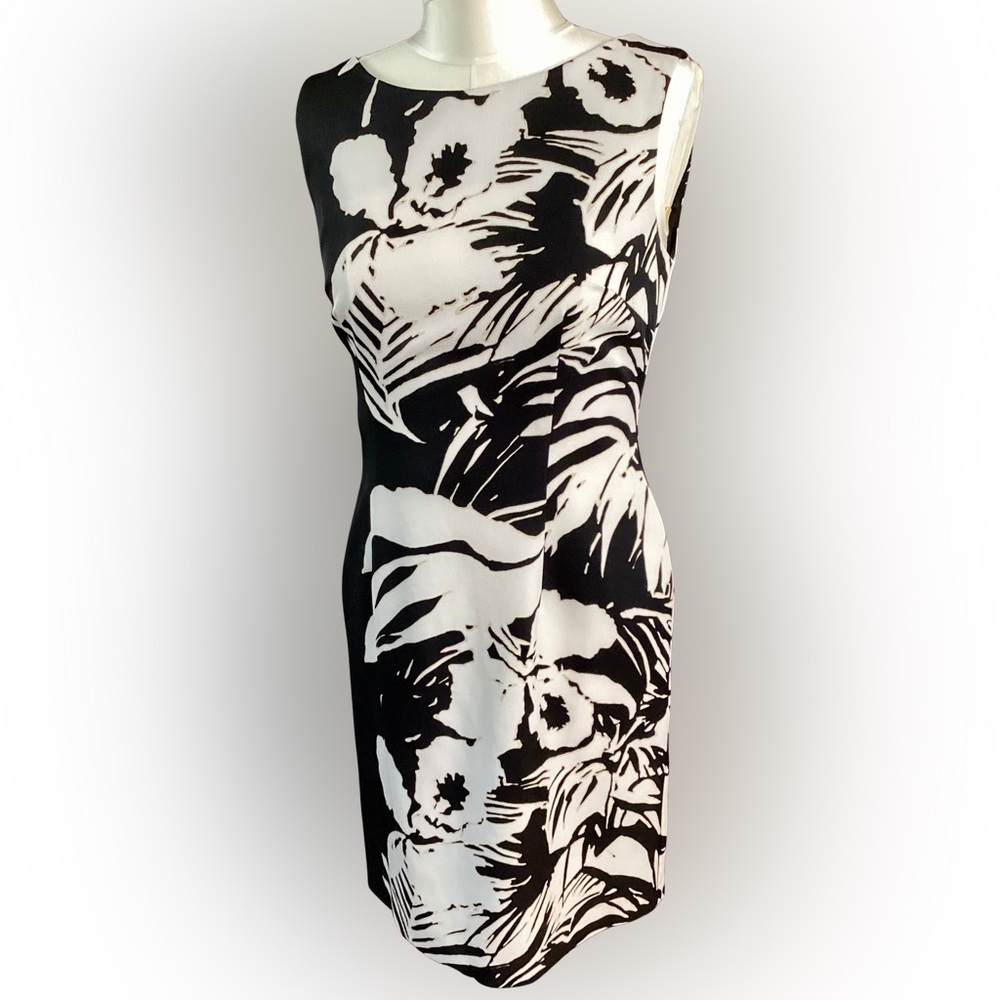 Connected Apparel Monochrome Floral Dress